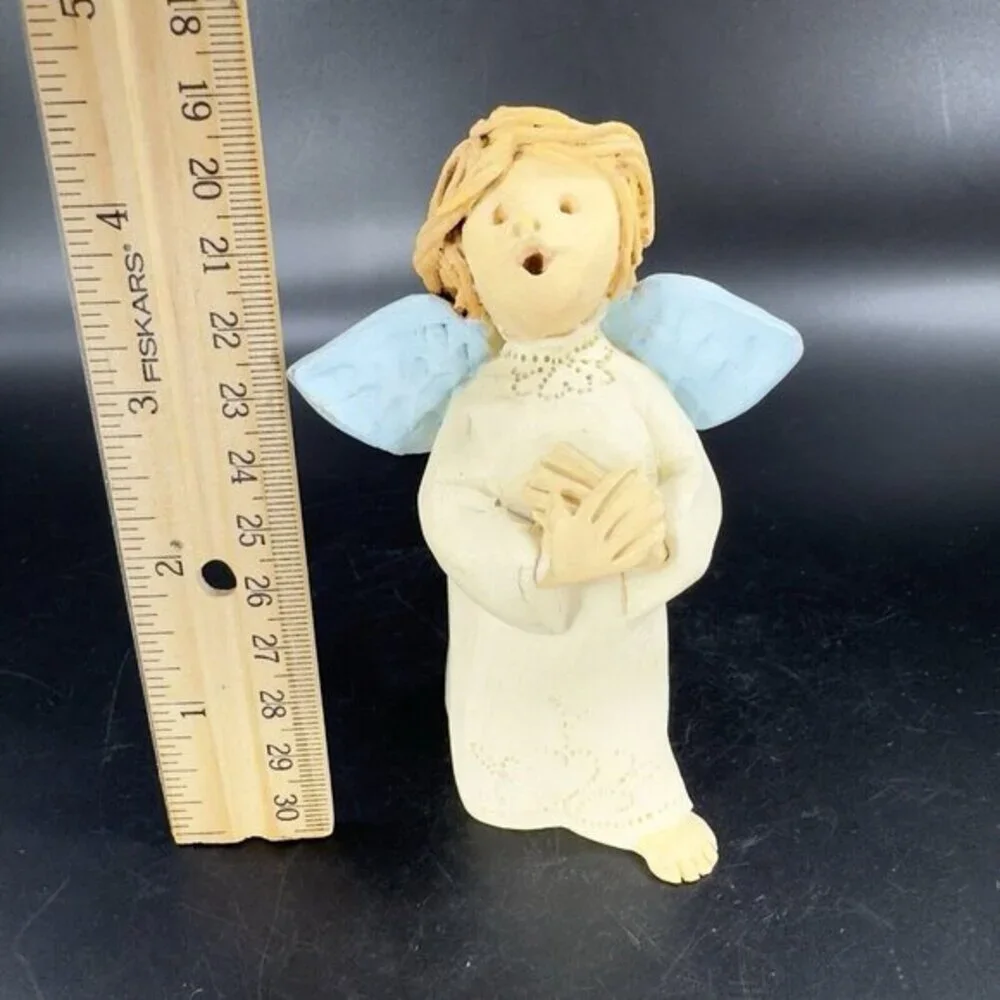 Vintage Thayer Whimsical Figurine‎ Angel With Blue Wings No Eyes Cannon Falls